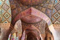 Detail of the arches in Nasir Ol-Molk mosque, also famous as Pink Mosque. Shiraz. Iran Royalty Free Stock Photo