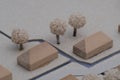 Detail of an Architectural Model of a Village with Church Royalty Free Stock Photo