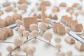 Detail of an Architectural Model of a Village with Church Royalty Free Stock Photo