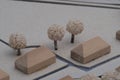 Detail of an Architectural Model of a Village with Church Royalty Free Stock Photo