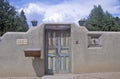 Detail of architecture of adobe in Santa Fe, NM