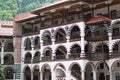Detail of the architecture of the Rila monastery, the oldest monastery in Bulgaria Royalty Free Stock Photo