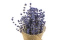 Detail on Arranging Dried Lavender on a White Background