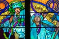 Detail of art nouveau stained glass window