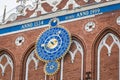 Detail of astronomical clock on the House of Blackheads, Riga, L Royalty Free Stock Photo