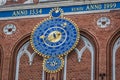 Detail of astronomical clock on the House of Blackheads, Riga, L Royalty Free Stock Photo