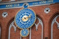 Detail of astronomical clock on the House of Blackheads, Riga, Latvia Royalty Free Stock Photo