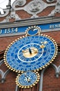 Detail of astronomical clock on the House of Blackheads, Riga, Latvia Royalty Free Stock Photo