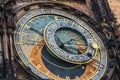 Detail of the astronomical clock in the Old Town Square in Prague, Czech Republic. Toned image Royalty Free Stock Photo