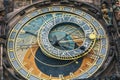 Detail of the astronomical clock in the Old Town Square in Prague, Czech Republic. Toned image Royalty Free Stock Photo