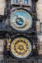 Detail of the astronomical clock in the Old Town Square in Prague, Czech Republic. Toned image Royalty Free Stock Photo