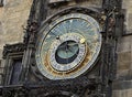 Detail of the astronomical clock (Orloj) underneath the Prague Town hall in Czech Republic on the Old Times Square Royalty Free Stock Photo