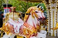 Detail of the attraction, children`s carousel in Brno