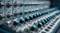 Detail of Audio Patch Panel With Connectors and Knobs in a Clean Industrial Setting Showcasing Sound Equipment Royalty Free Stock Photo