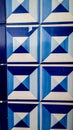 Detail azulejos tiles blue geometric pattern