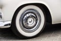 Detail of the back wheel a vintage car Royalty Free Stock Photo