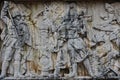 Bas Relief War Scene Sculpture, Carol I National Defence University, Bucharest, Romania Royalty Free Stock Photo