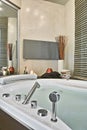 Detail of the bathtub in a modern bathroom Royalty Free Stock Photo