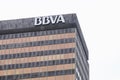 Detail of the BBVA bank building facade. Royalty Free Stock Photo