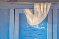 Detail of a beach cabin with white meshing Royalty Free Stock Photo