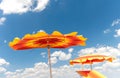 Beach parasol at blue sky