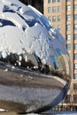 Detail of the Bean, Cloud Gate, in Winter, Millennium Park, Chicago Royalty Free Stock Photo