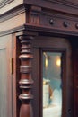 Detail of the beautiful antique wooden cabinet Royalty Free Stock Photo