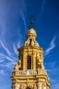 Detail of the beautiful baroque tower of La Merced, in the church of the same name, Osuna, Seville