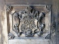 Detail of a beautiful old wooden door of Church Maria Strassengel, a 14th century Gothic pilgrimage church in the town of Royalty Free Stock Photo