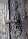 Detail of a beautiful old wooden door of Church Maria Strassengel, a 14th century Gothic pilgrimage church in the town of Royalty Free Stock Photo