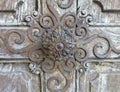 Detail of a beautiful old wooden door of Church Maria Strassengel, a 14th century Gothic pilgrimage church in the town of Royalty Free Stock Photo