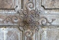 Detail of a beautiful old wooden door of Church Maria Strassengel, a 14th century Gothic pilgrimage church in the town of Royalty Free Stock Photo