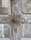 Detail of a beautiful old wooden door of Church Maria Strassengel, a 14th century Gothic pilgrimage church in the town of Royalty Free Stock Photo