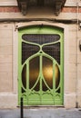 Detail of Art-Nouveau door in barcelona front view Royalty Free Stock Photo