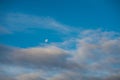 Detail of beautiful waxing gibbous moon and beautiful blue sky Royalty Free Stock Photo