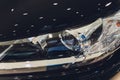 Detail of a beauty and fast car with headlight. Royalty Free Stock Photo