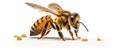 Detail on a bee on a white background. generative ai