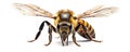 Detail on a bee on a white background. generative ai