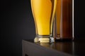 Detail of beer glass and bottle Royalty Free Stock Photo