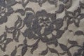 Detail of a beige women blouse made of guipure fabric, closeup