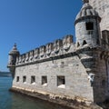 Detail of Belem Tower on the Tagus River in Lisbon, Portugal Royalty Free Stock Photo