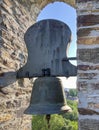 Detail of the bell in the Santa Maria Magdalena church in the village Riego de Ambros, along the Camino de Santiago. Spain.