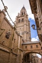 Detail of the bell tower of the Cathedral of Toledo (Primate Cathedral of Saint Mary). Toledo, Castilla La Mancha, Spain Royalty Free Stock Photo