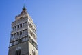 Detail of the bell tower of Saint Zeno cathedral church in Pistoia city - Tuscany - Italy - Image with copy space