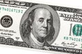 Detail of Ben Franklin on the 100 dollar bill. Royalty Free Stock Photo
