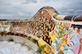 Detail of the bench by Gaudi in Parc Guell. Royalty Free Stock Photo