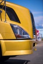 Detail of big modern semi truck yellow Royalty Free Stock Photo