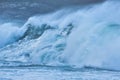 Detail of big waves in rough sea. On a cloudy day. Galicia Spain Royalty Free Stock Photo