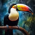 Detail of Bill toucan Beautiful bird with big beak
