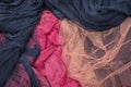 Detail of black and red fishing nets with white floats Royalty Free Stock Photo